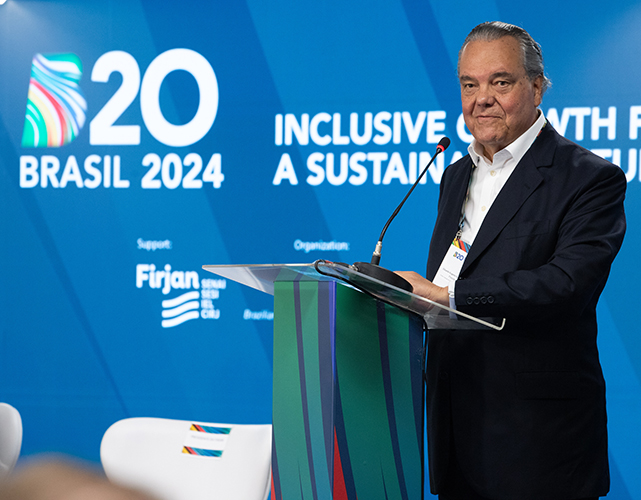 Eduardo Eugenio, presidente da Firjan e vice-presidente da CNI, no evento que marcou o início da agenda de trabalhos do B20 Brasil, grupo que reúne entidades empresariais das 19 maiores economias do mundo, mais a União Europeia - o G20