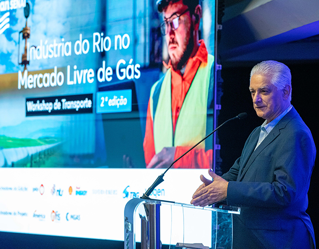 Luiz Césio Caetano, atual 1º vice-presidente e presidente eleito da Firjan, na abertura do Workshop Indústria do Rio no Mercado Livre de Gás