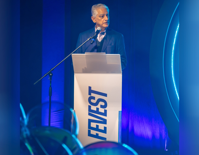 Luiz Césio Caetano, presidente da Firjan, durante abertura do evento, no Nova Friburgo Country Clube